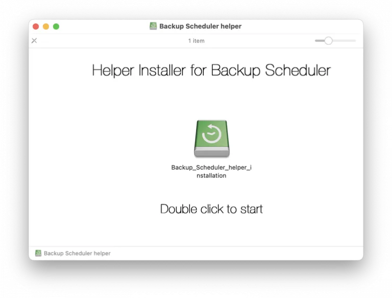 The helper installation disk image in Finder