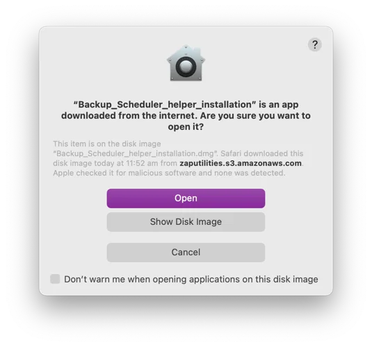macOS asking to confirm opening the installer