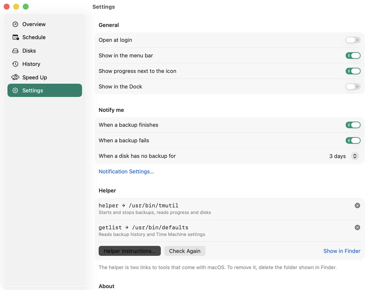 The Speed Up page with folders to skip