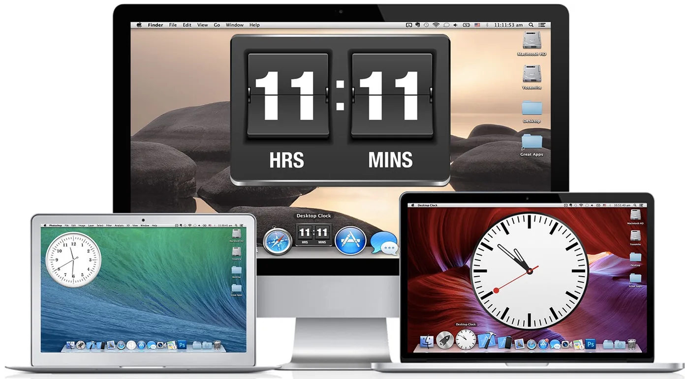 A large flip clock on a Mac desktop